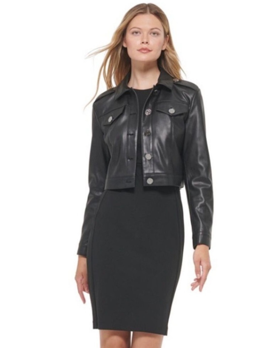 Black Women's Leather Jacket Moto Jacket Size 10 Medium New With Tags - Picture 5 of 5